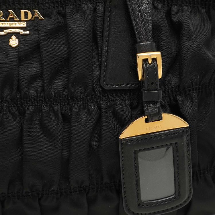 Pre Owned Prada Black Gaufre Nylon Satchel
