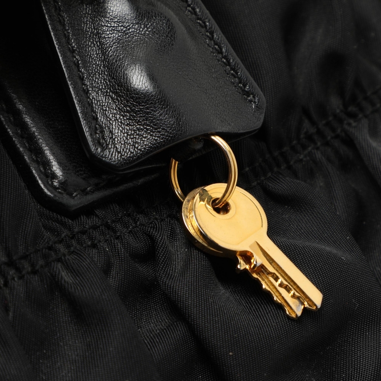 Pre Owned Prada Black Gaufre Nylon Satchel