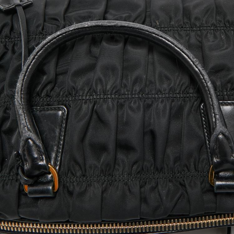 Pre Owned Prada Black Gaufre Nylon Satchel