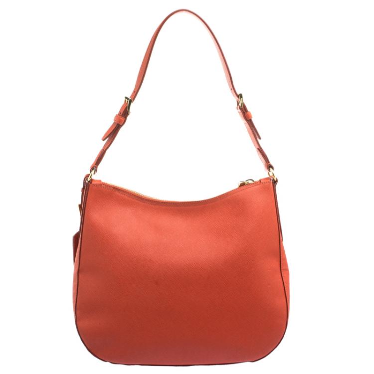 Pre Owned Prada Red Saffiano Lux Leather Hobo