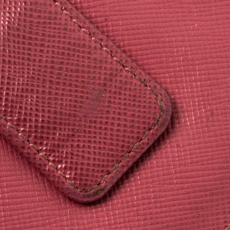 Pre Owned Prada Red Saffiano Leather Accordion Card Holder