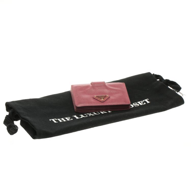 Pre Owned Prada Red Saffiano Leather Accordion Card Holder