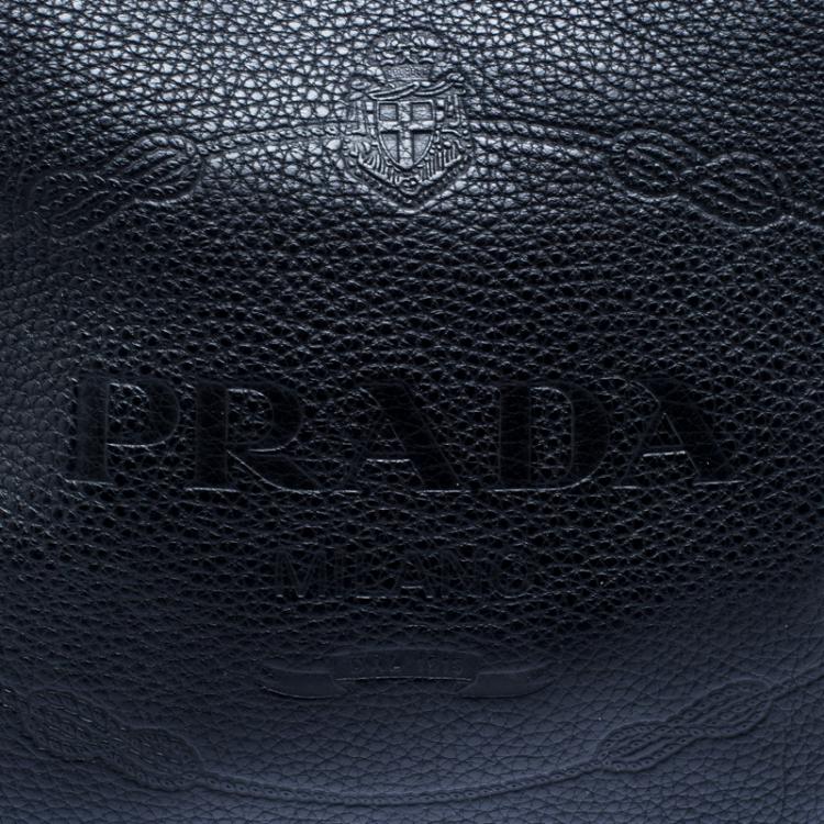 Pre Owned Prada Black Leather Messenger Bag