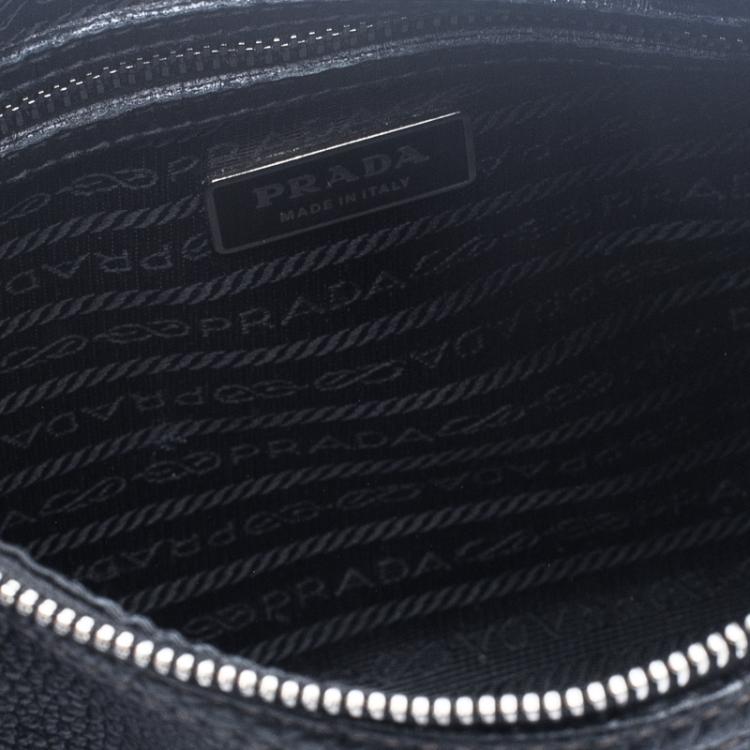 Pre Owned Prada Black Leather Messenger Bag
