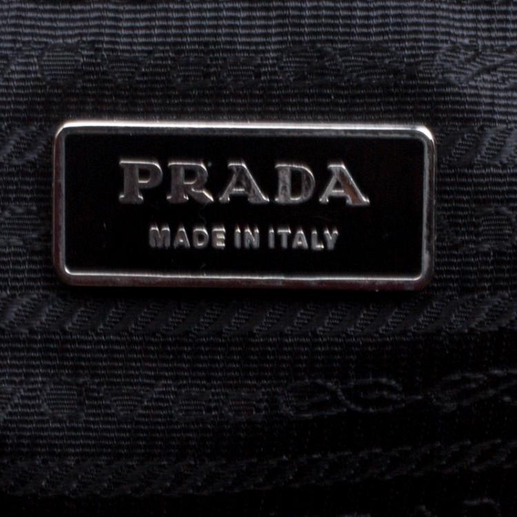 Pre Owned Prada Black Ruched Leather Braided Handle Hobo