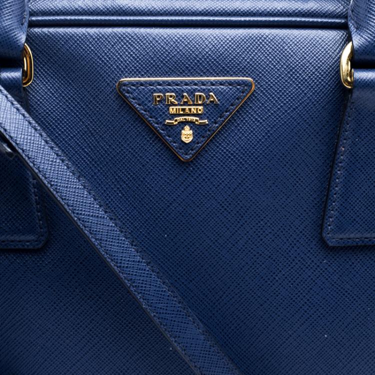 مملوكة مسبقًا Prada Blue Saffiano Lux Leather Top Handle Bowling Bag