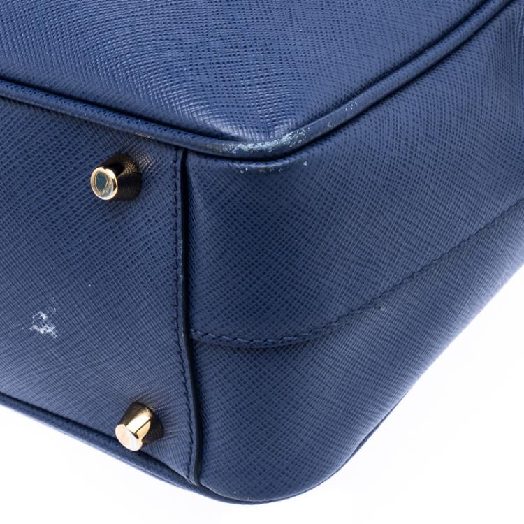 مملوكة مسبقًا Prada Blue Saffiano Lux Leather Top Handle Bowling Bag
