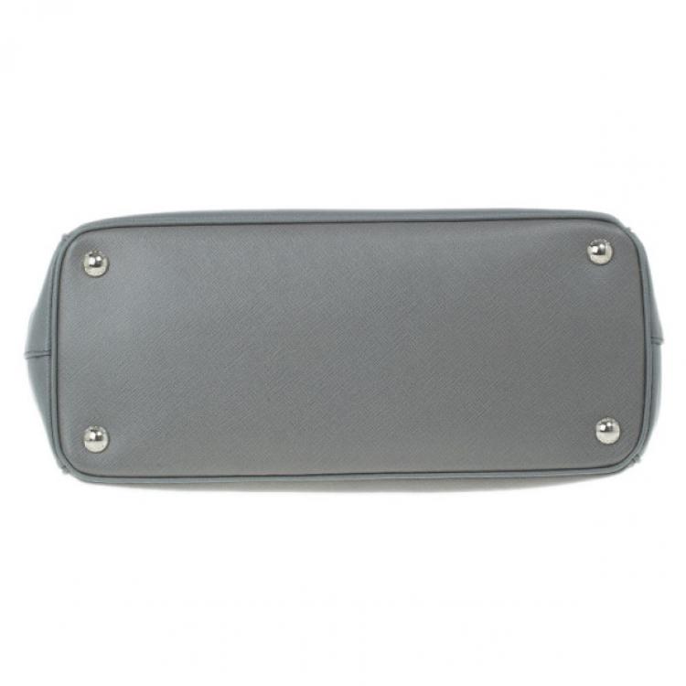 Pre Owned Prada Grey Saffiano Small Double Zip Top Handle Tote