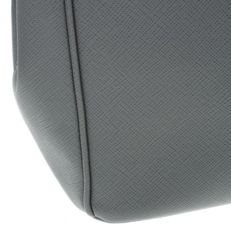 Pre Owned Prada Grey Saffiano Small Double Zip Top Handle Tote