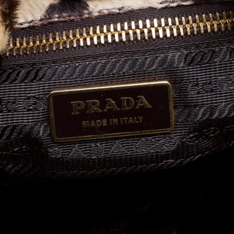 Pre Owned Prada Brown Leopard Print Calf Hair Hobo