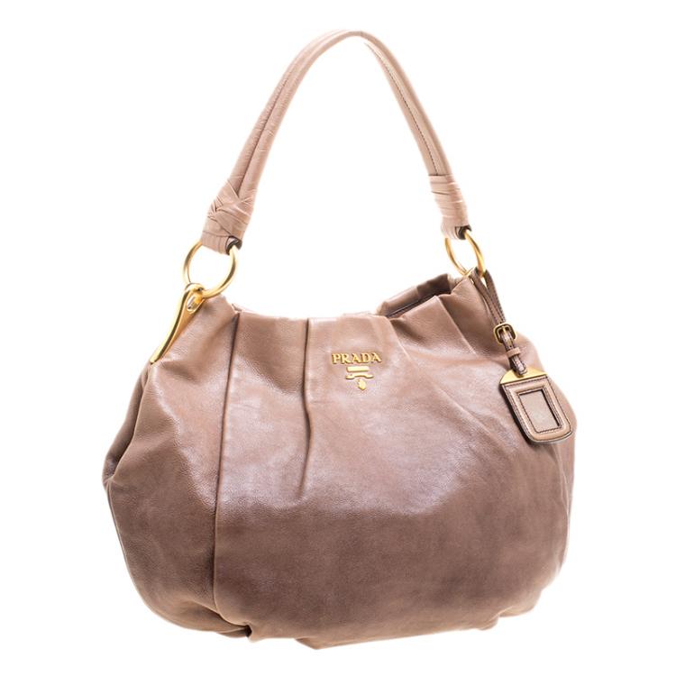 Pre Owned Prada Brown Ombre Leather Hobo