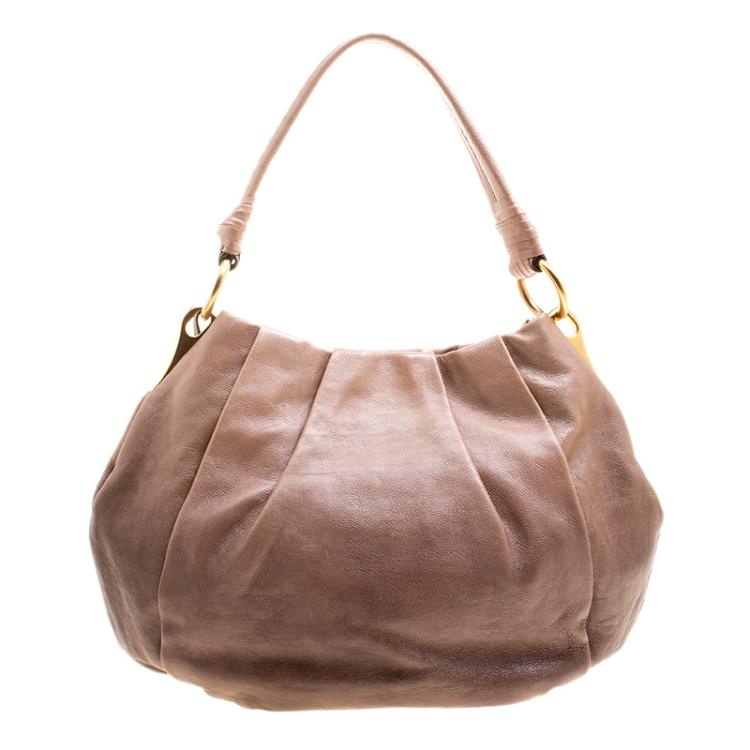 Pre Owned Prada Brown Ombre Leather Hobo