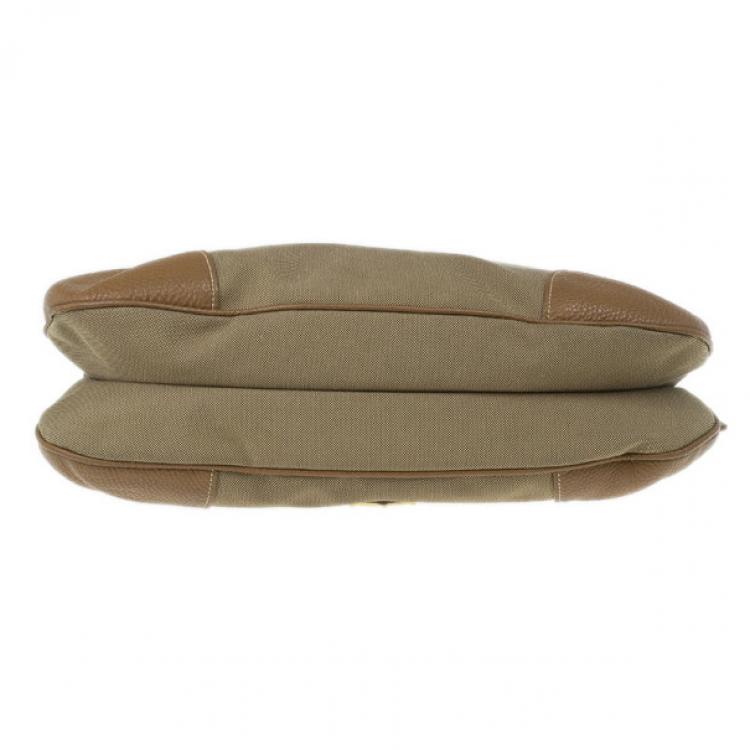 Pre Owned Prada Brown Nylon Logo Jacquard Hobo