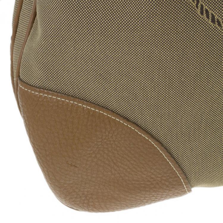 Pre Owned Prada Brown Nylon Logo Jacquard Hobo