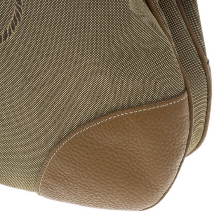 Pre Owned Prada Brown Nylon Logo Jacquard Hobo