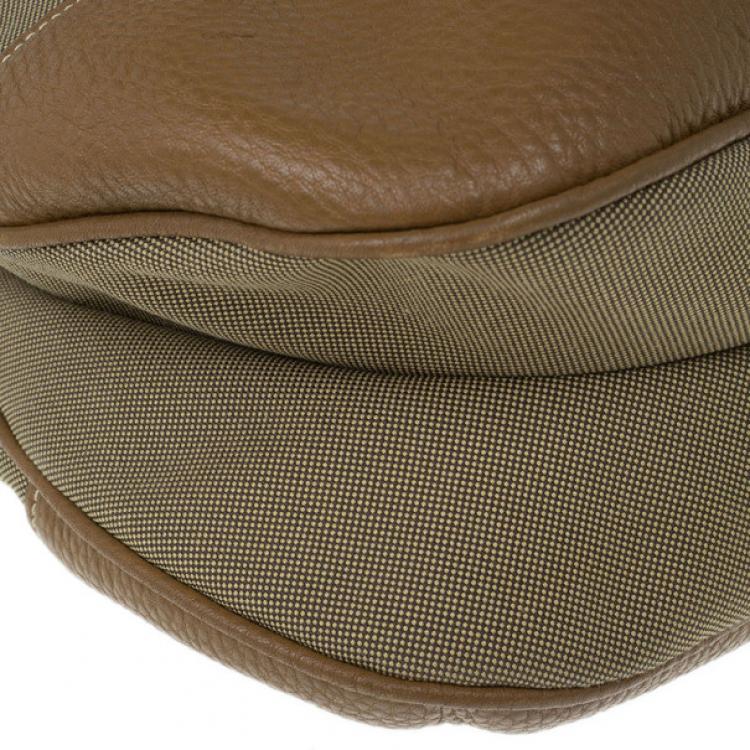 Pre Owned Prada Brown Nylon Logo Jacquard Hobo