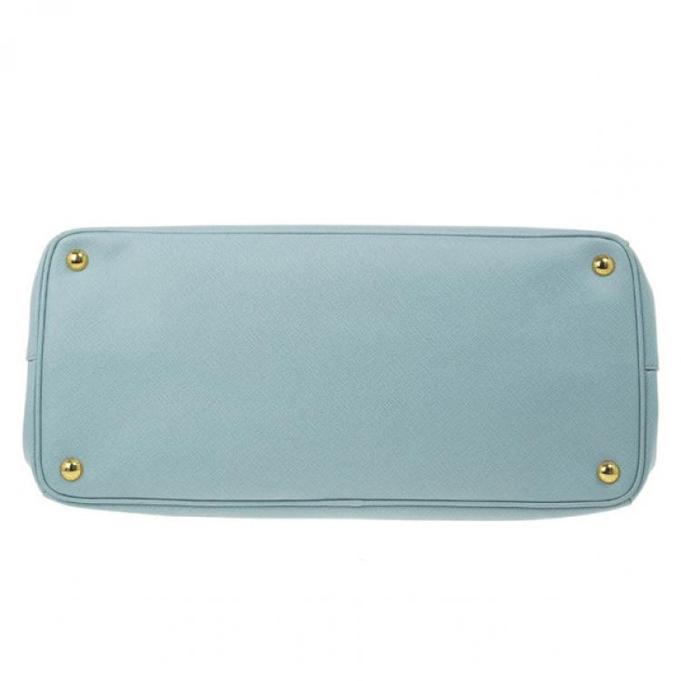 Pre Owned Prada Blue Lago Saffiano Lux Large Tote