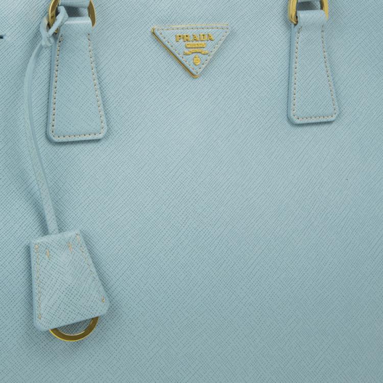 Pre Owned Prada Blue Lago Saffiano Lux Large Tote