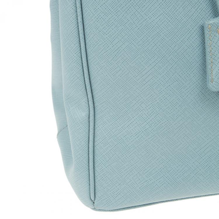 Pre Owned Prada Blue Lago Saffiano Lux Large Tote