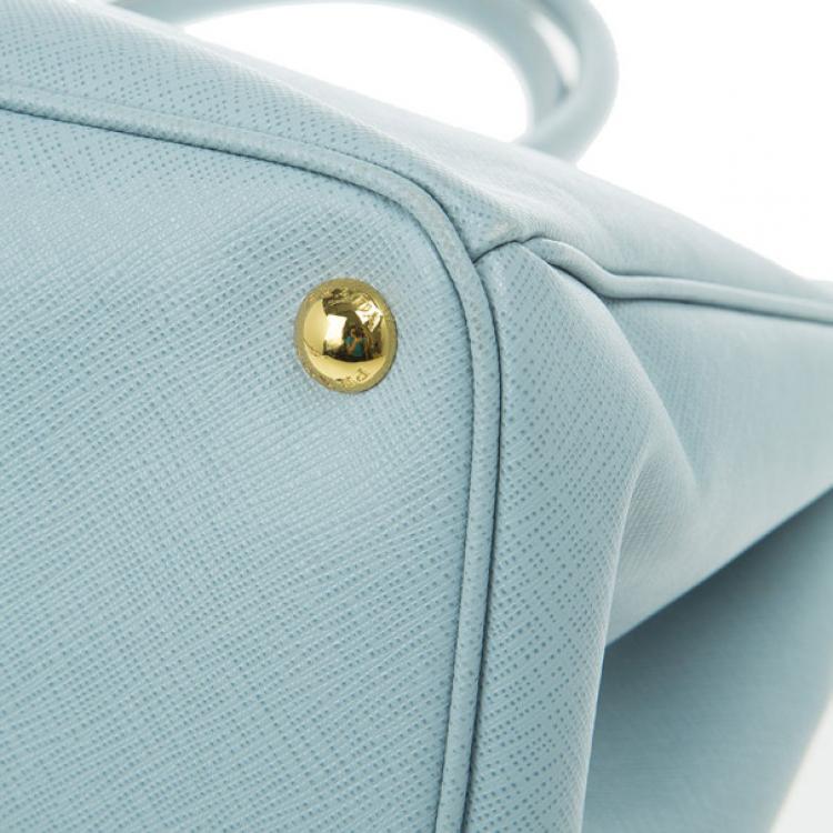 Pre Owned Prada Blue Lago Saffiano Lux Large Tote