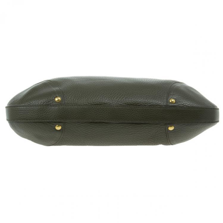 Pre Owned Prada Dark Green Vitello Daino Snap Hobo