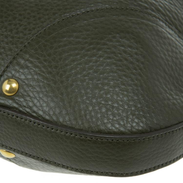 Pre Owned Prada Dark Green Vitello Daino Snap Hobo
