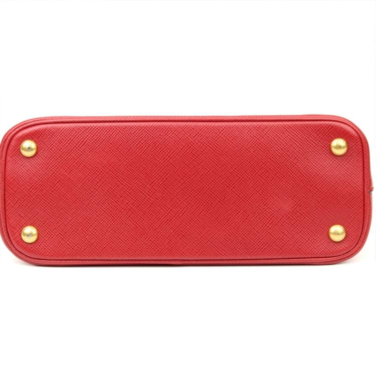 Pre Owned Prada Red Saffiano Leather Top Handle Bag