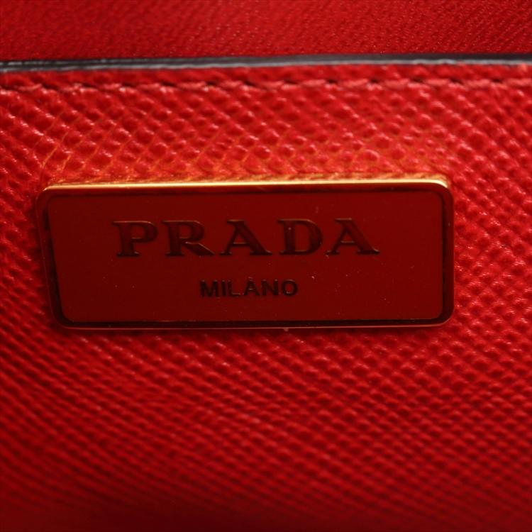 Pre Owned Prada Red Saffiano Leather Top Handle Bag