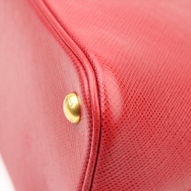 Pre Owned Prada Red Saffiano Leather Top Handle Bag