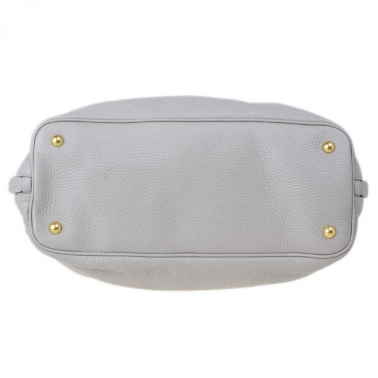 Pre Owned Prada Grey Pomice Vitello Daino Shopper Tote