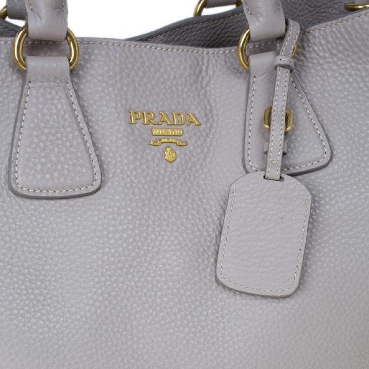 Pre Owned Prada Grey Pomice Vitello Daino Shopper Tote