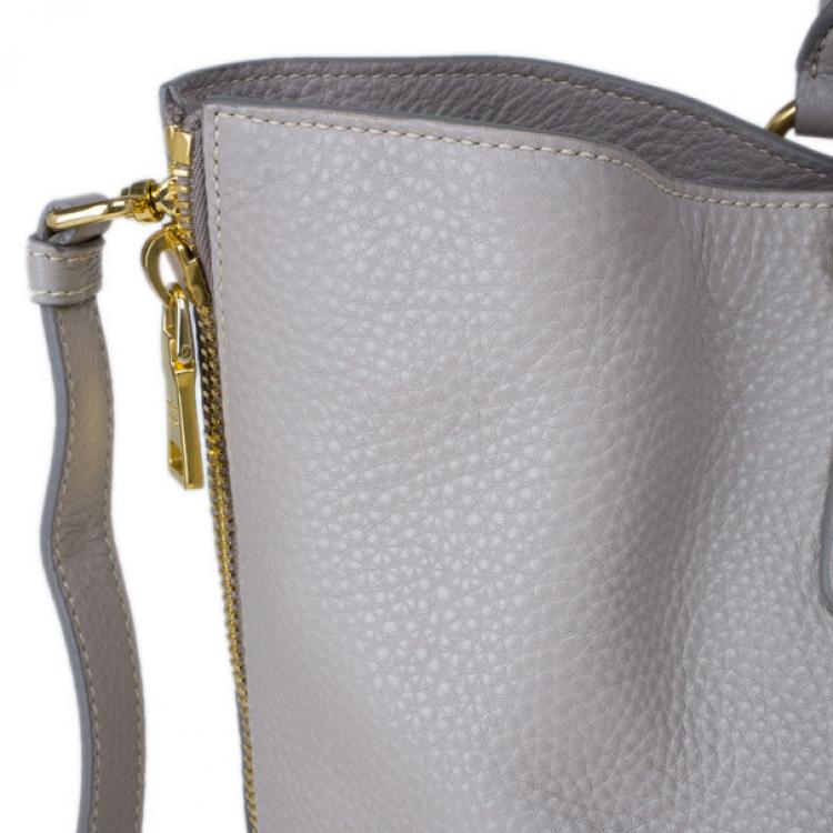 Pre Owned Prada Grey Pomice Vitello Daino Shopper Tote