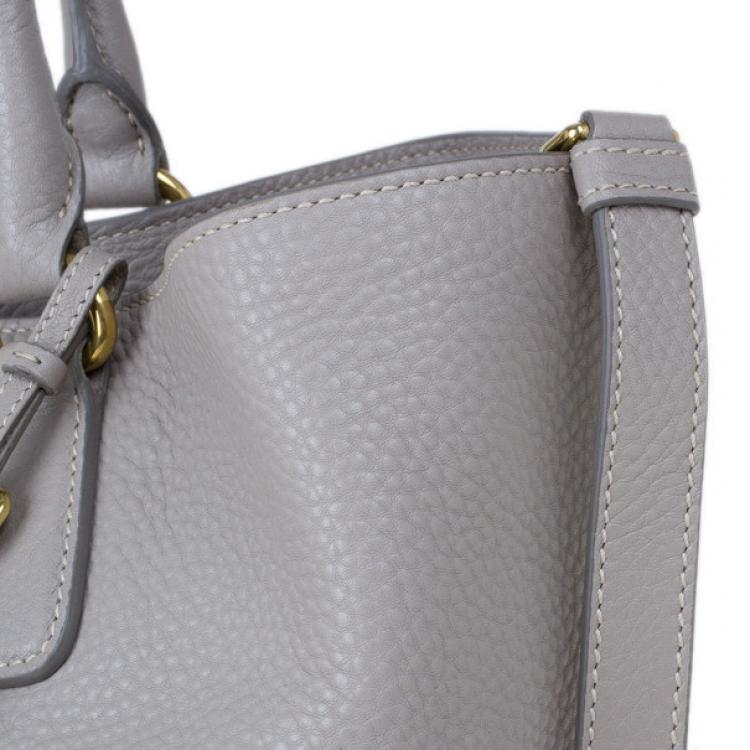 Pre Owned Prada Grey Pomice Vitello Daino Shopper Tote