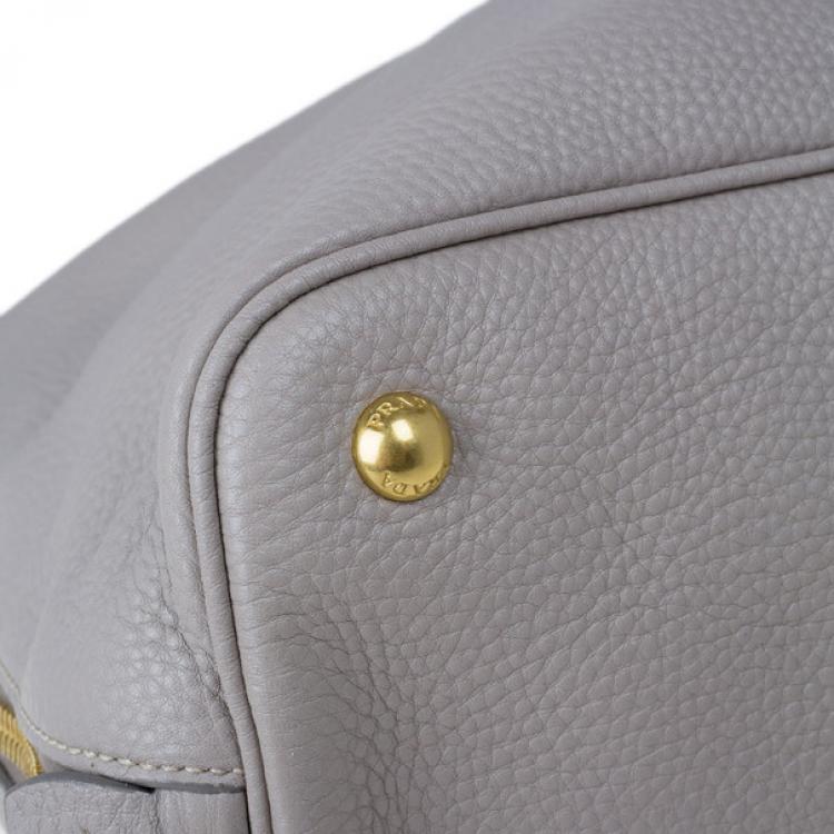 Pre Owned Prada Grey Pomice Vitello Daino Shopper Tote