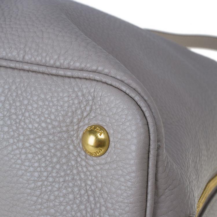 Pre Owned Prada Grey Pomice Vitello Daino Shopper Tote