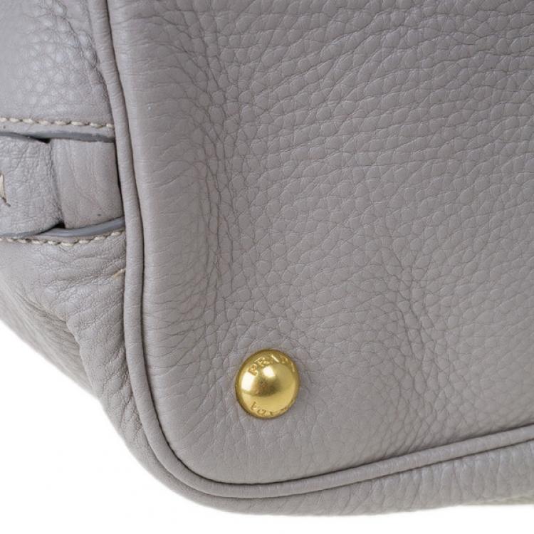 Pre Owned Prada Grey Pomice Vitello Daino Shopper Tote