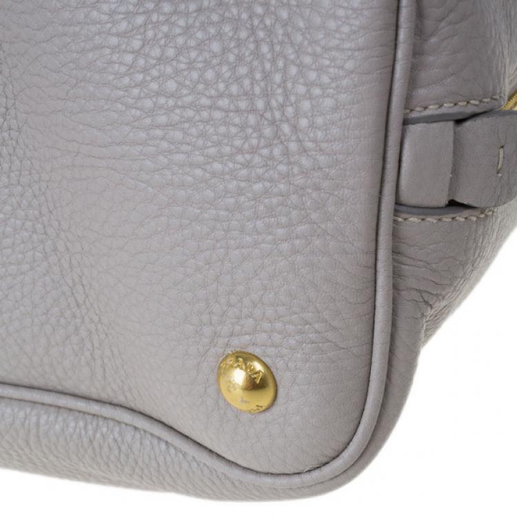 Pre Owned Prada Grey Pomice Vitello Daino Shopper Tote