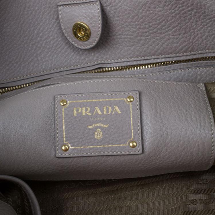 Pre Owned Prada Grey Pomice Vitello Daino Shopper Tote