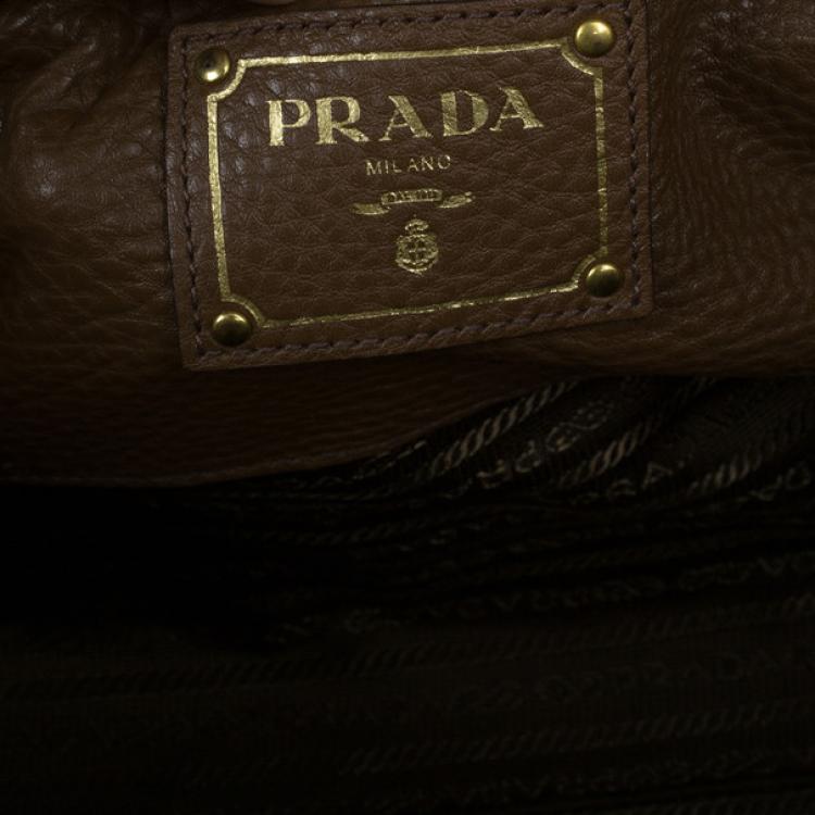 Pre Owned Prada Brown Palissandro Vitello Daino Leather Top Handle Bag