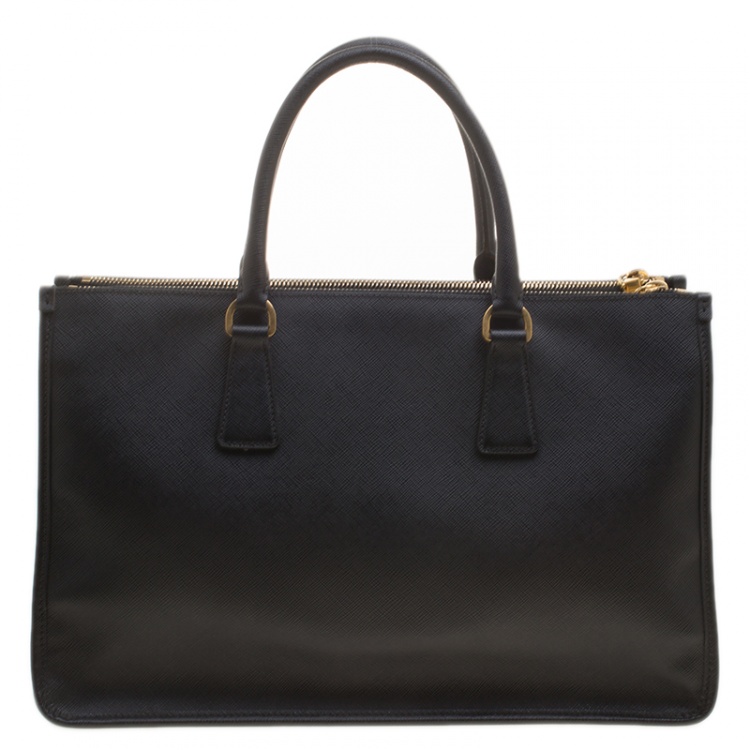 Pre Owned Prada Black Saffiano Lux Leather Frame Top Handle Bag