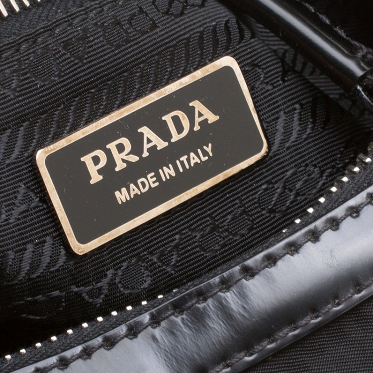 Pre Owned Prada Black Nylon And Leather Hobo