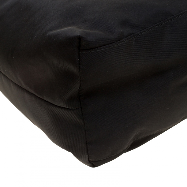 Pre Owned Prada Black Nylon And Leather Hobo