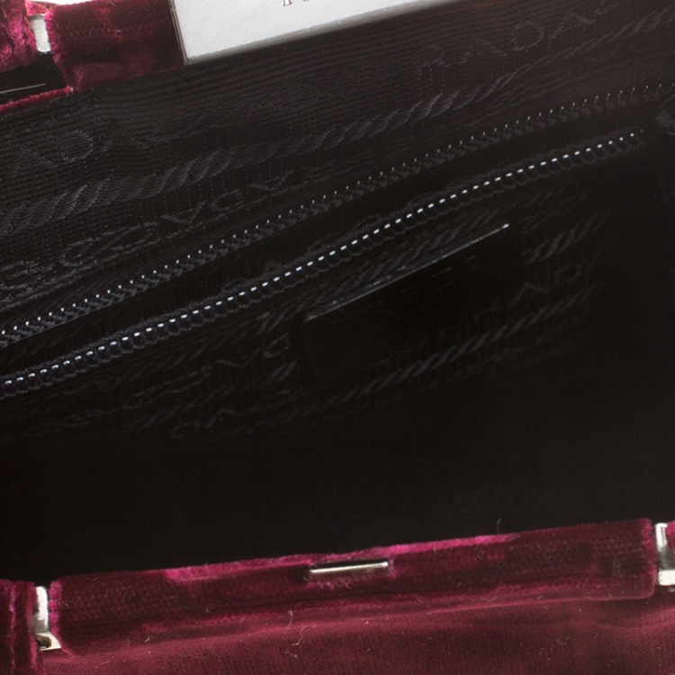 Pre Owned Prada Burgundy Velvet Frame Bag