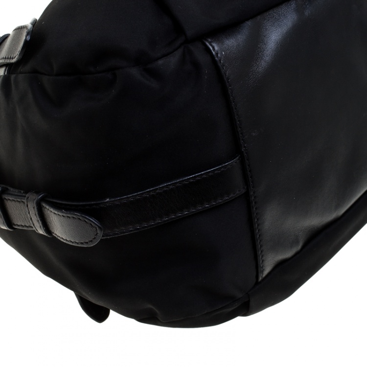 Pre Owned Prada Black Nylon and Leather Bauletto Satchel
