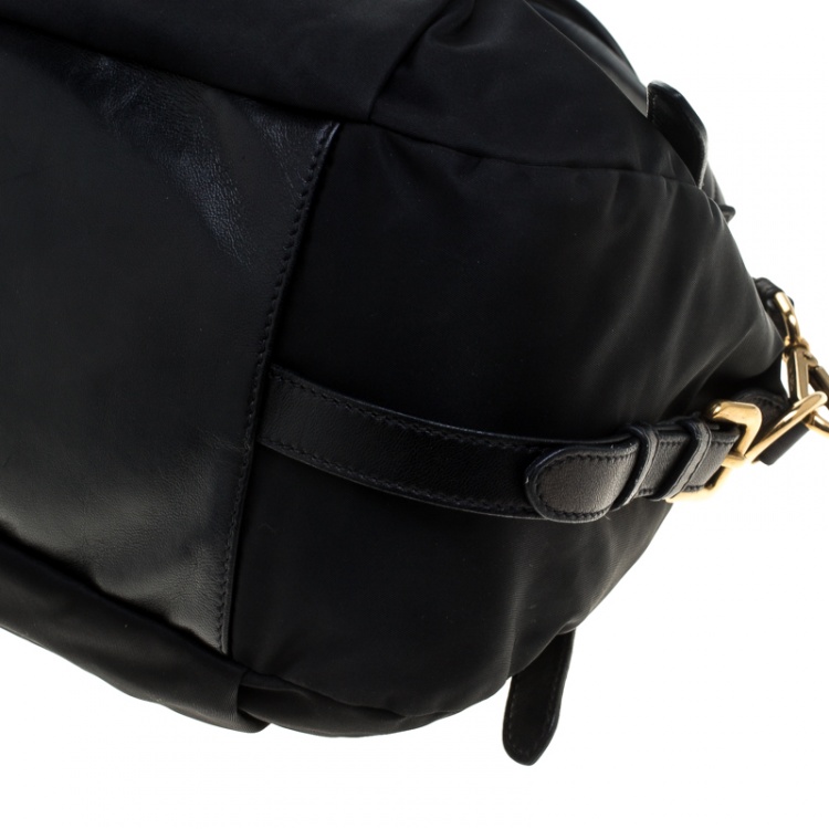 Pre Owned Prada Black Nylon and Leather Bauletto Satchel
