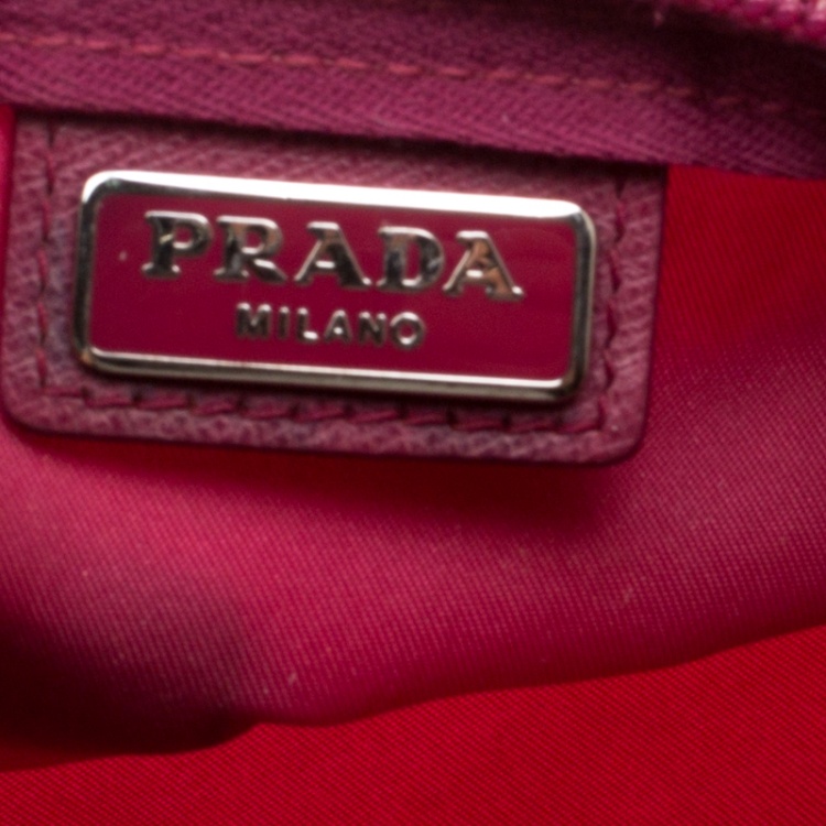 Pre Owned Prada Hot Pink Nylon Cosmetic Pouch