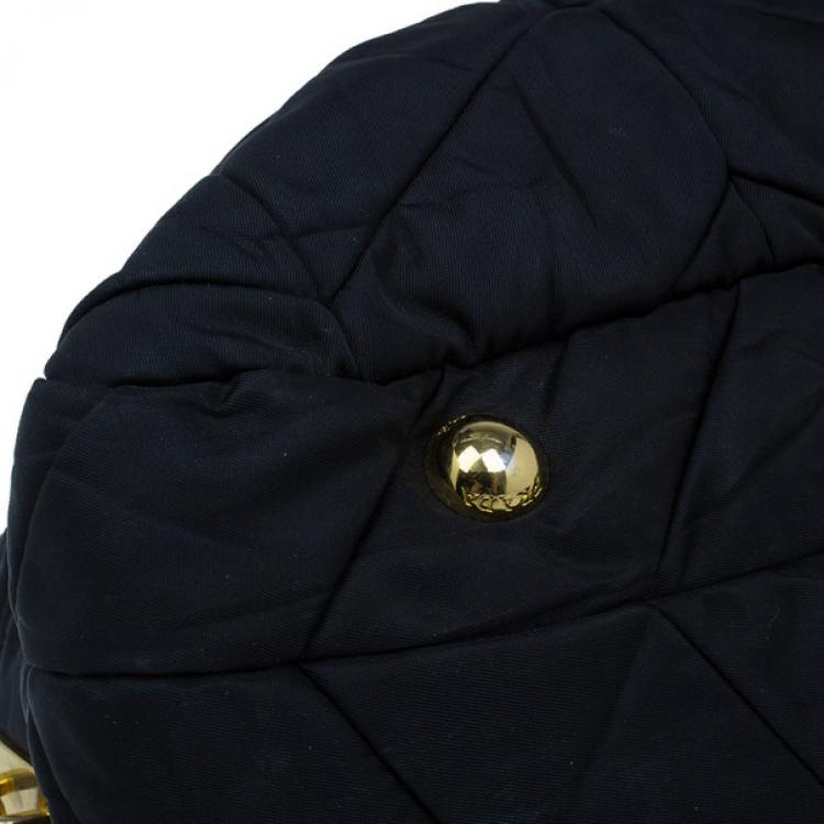 Pre Owned Prada Black Chevron Quilted Nylon Dome Bag