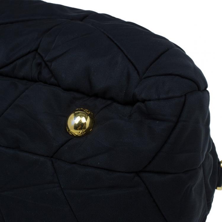 Pre Owned Prada Black Chevron Quilted Nylon Dome Bag