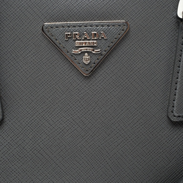 Pre Owned Prada Grey Saffiano Leather Open Promenade Top Handle Bag