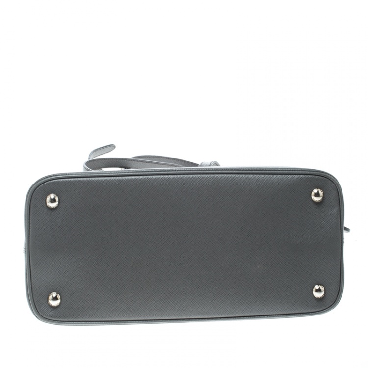 Pre Owned Prada Grey Saffiano Leather Open Promenade Top Handle Bag